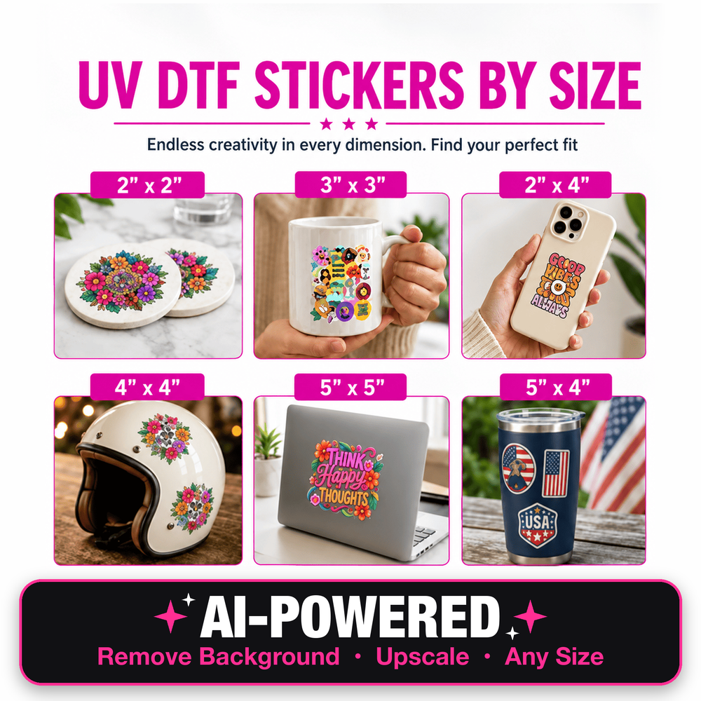 UV DTF Transfers by Size