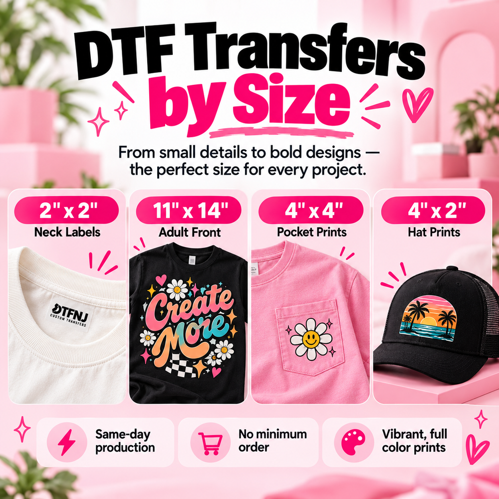 Custom DTF Transfers by Size